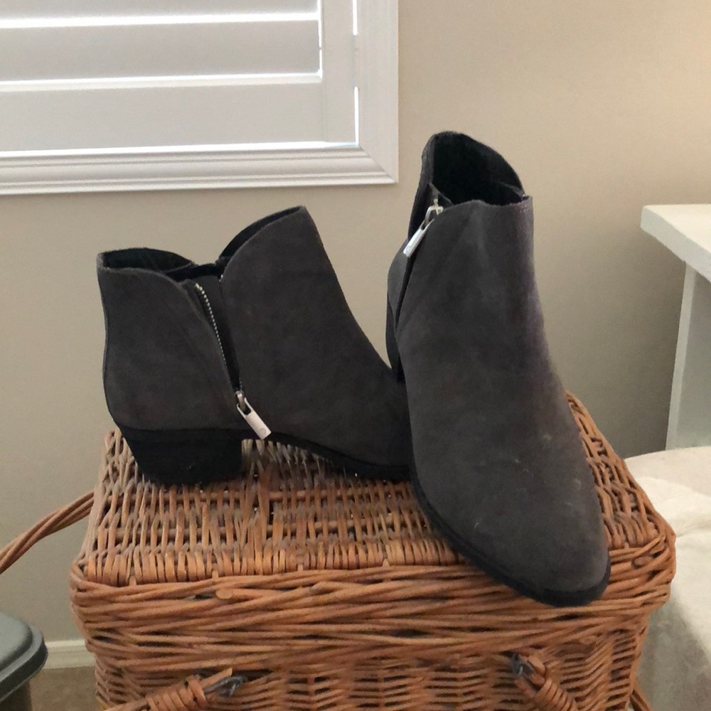 Gray suede lucky brand ankle boots